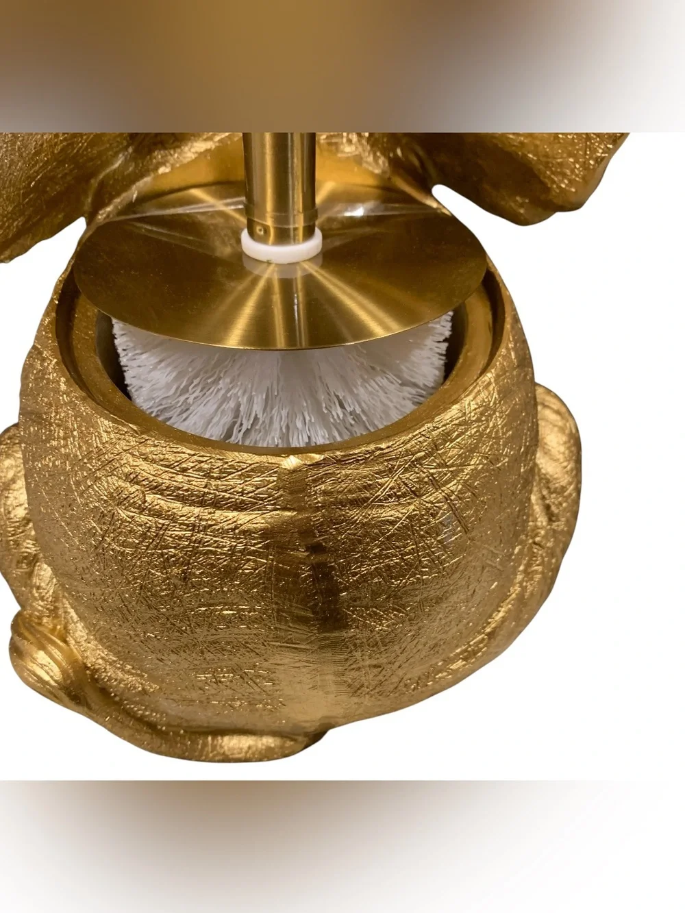 Gold-Tone Elephant  Figure - Trunk Up - Safari Toilet Brush Holder